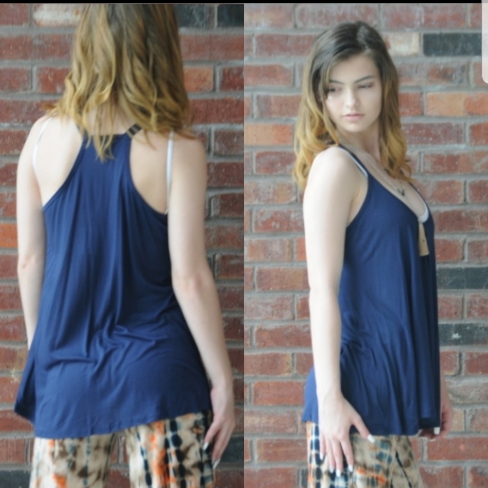 LAST 1!Zenana Outfitters navy swing racerback tank - Picture 2 of 5